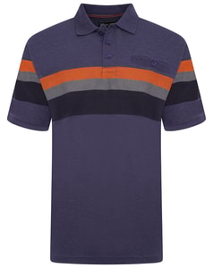 KAM Pique Striped Polo Shirt Royal Blue 